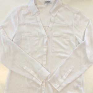 Express Portofino Slim Fit White Button-Up Shirt